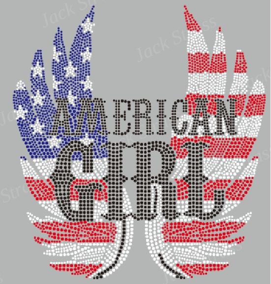 Dessin strass Americain girl noir avec aile USA n°15 - Jack Strass