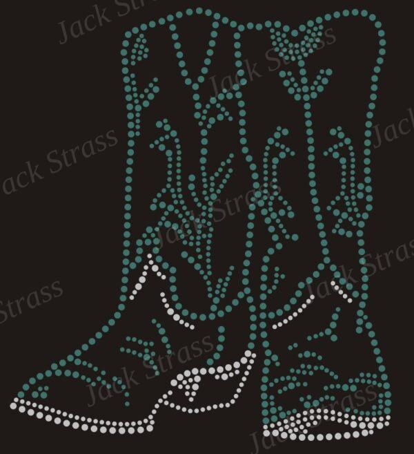 Dessin strass Botte country bleu 05 - Jack Strass