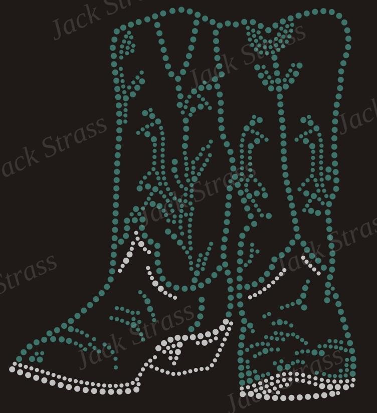 botte bleu 05 Dessin strass Botte country bleu 05 - Jack Strass
