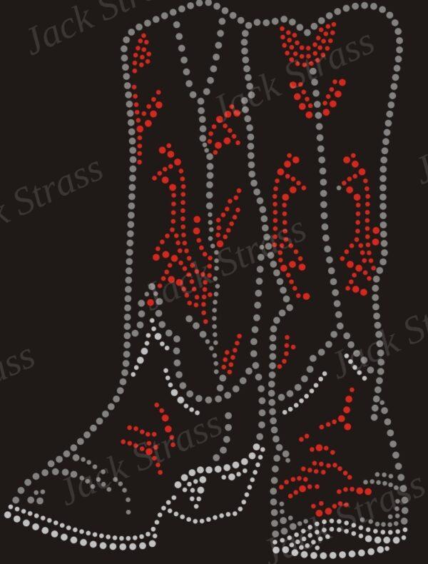 Dessin strass Botte country rouge 06 - Jack Strass
