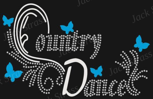 Dessin strass Country dance papillon bleu n°21 - Jack Strass