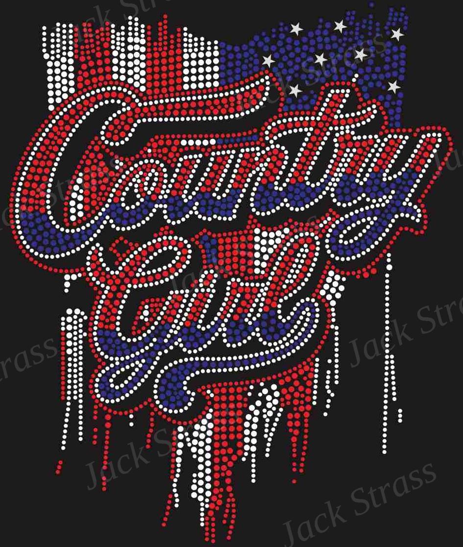 country usa 09 Dessin strass Country Girl USA 09 - Jack Strass