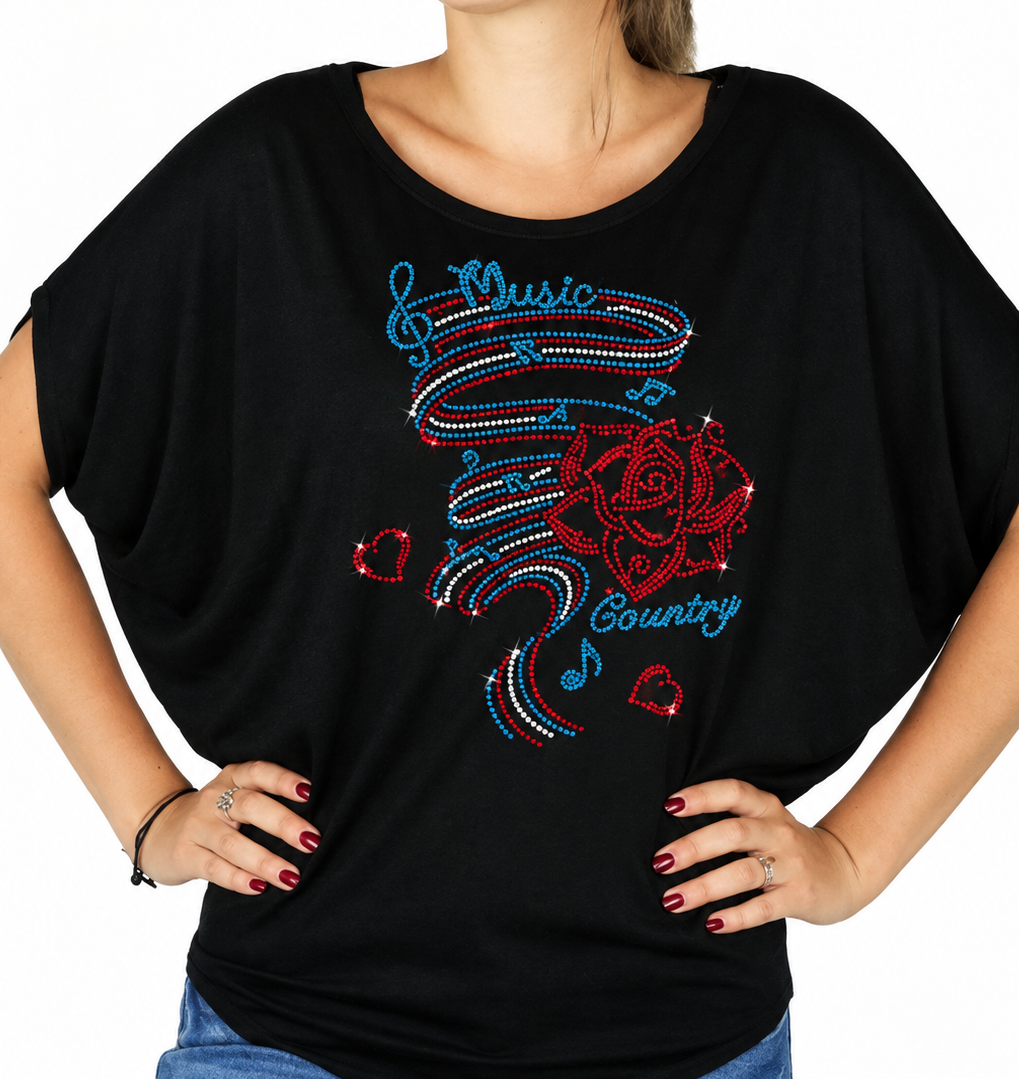 t-shirt chauve-souris T-shirt chauve-souris noir à personnaliser en strass - Jack Strass
