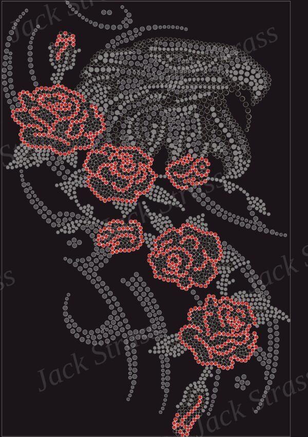 Dessin strass aigle rose sur fond noir - Jack Strass