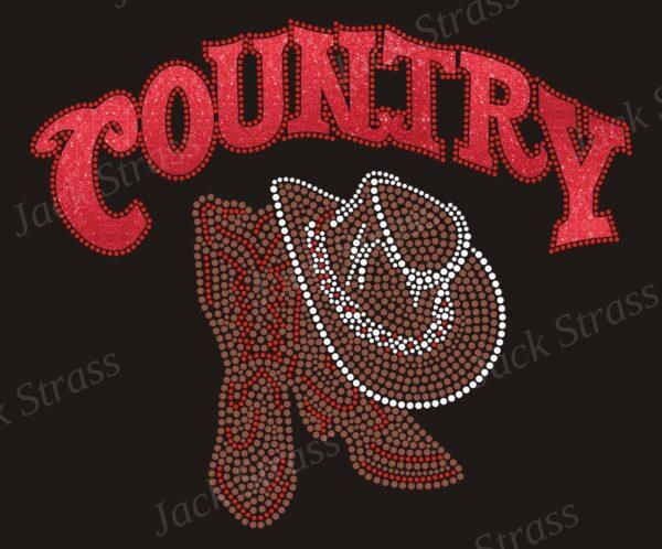 Dessin strass Botte country rouge 01 - Jack Strass