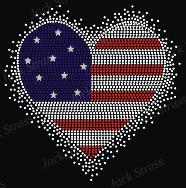 Dessin strass cœur USA - Jack Strass
