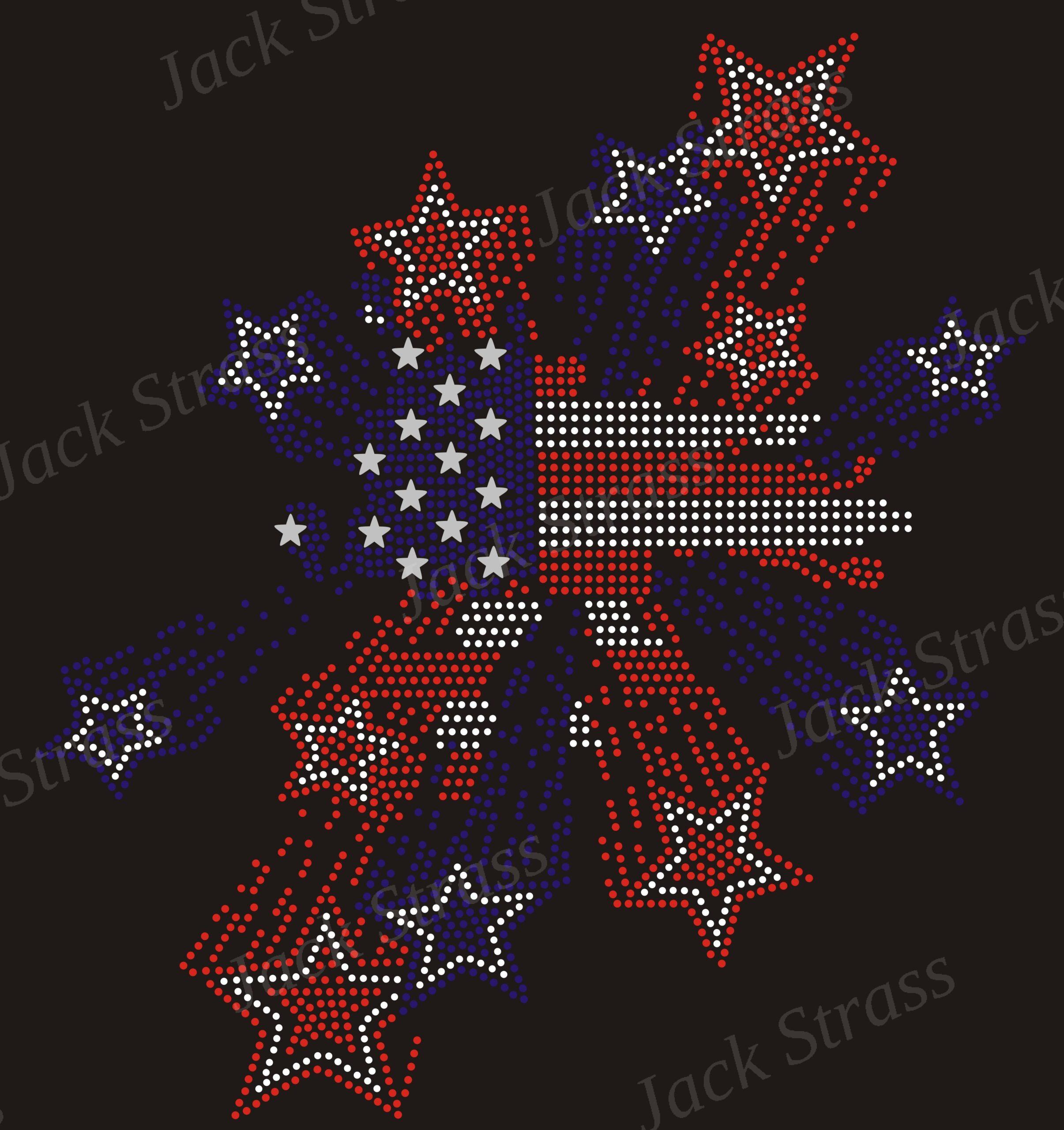 drapeau usa éclaté Dessin strass drapeau USA éclaté - Jack Strass