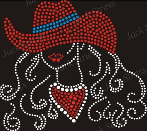 Dessin strass Cowgirl rouge 01 - Jack Strass