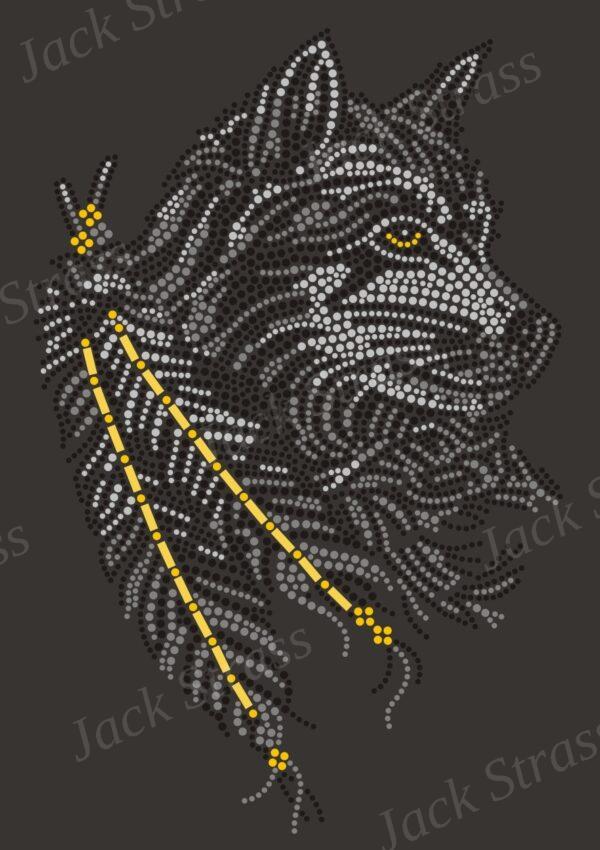 Dessin strass Tête de loup indien - Jack Strass