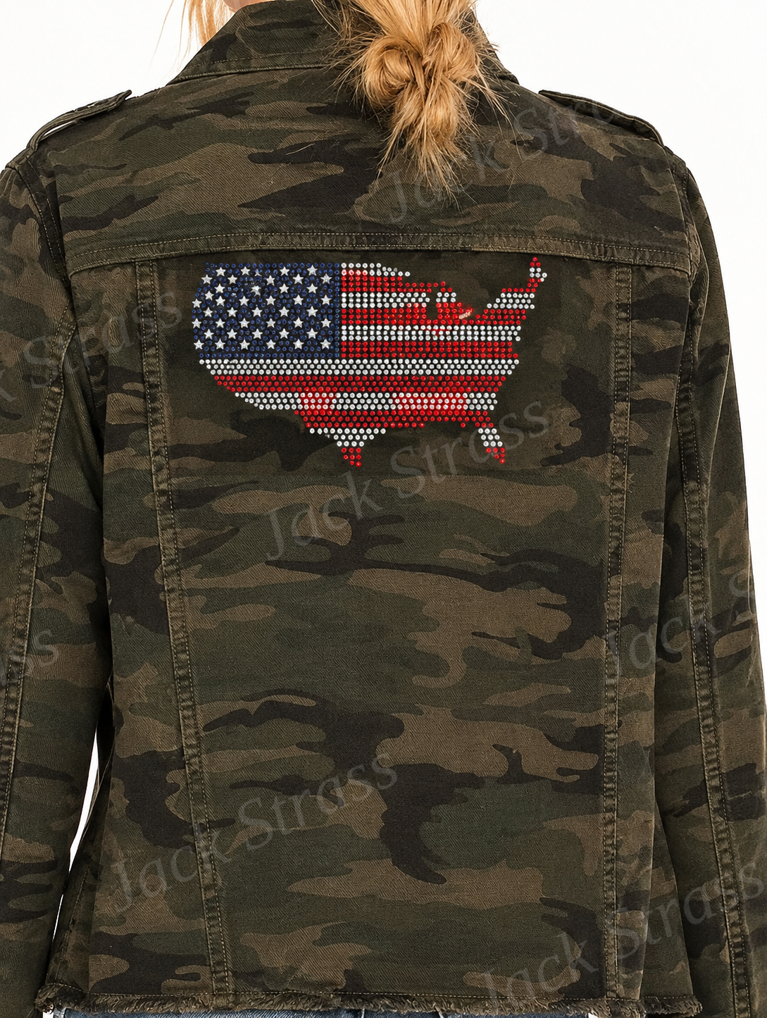 Veste camouflage strassée carte USA
